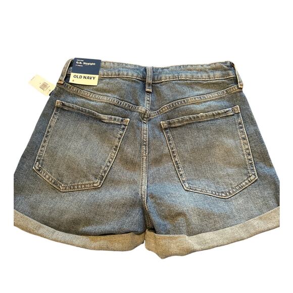 NWT Old Navy Women's Blue Denim Cuffed Shorts O.G. Straight Size 6 - Picture 2 of 6